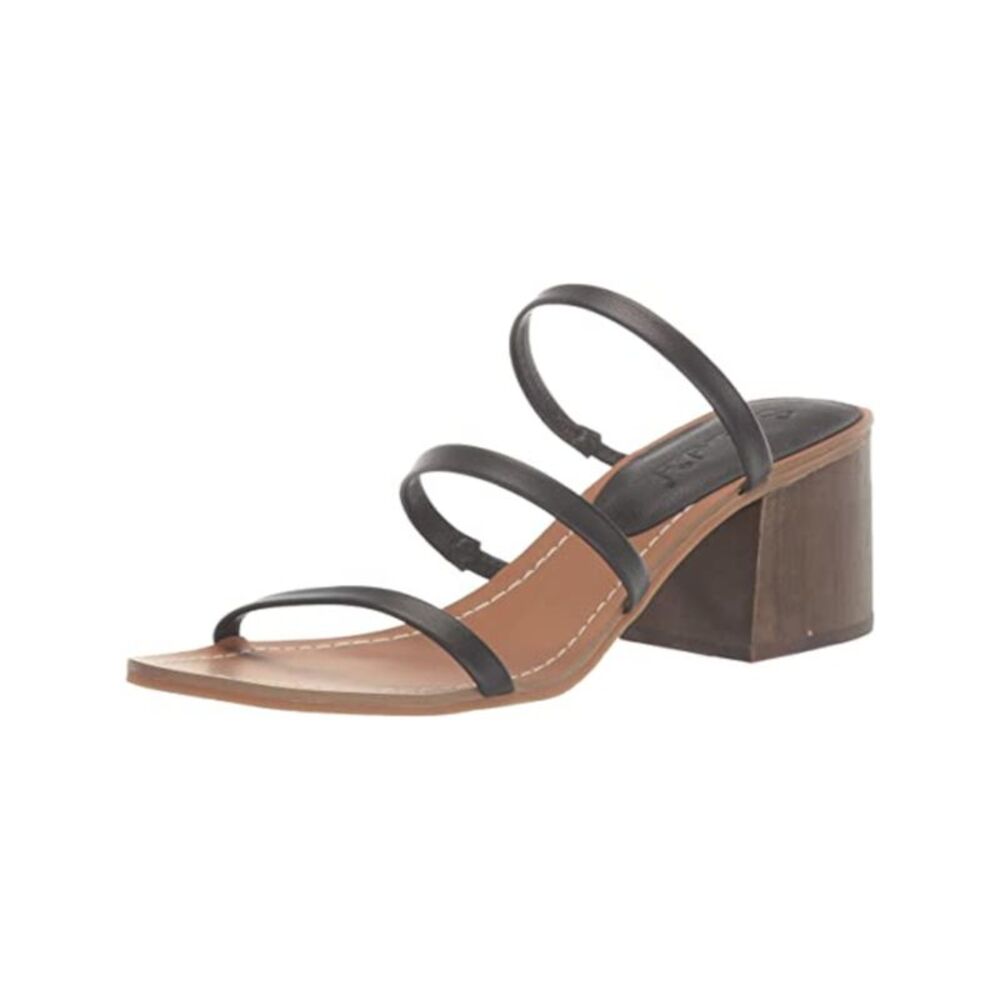 SPLENDID Womens Black Strappy Padded Meli Block Heel Slip On Leather Sandals 8 M